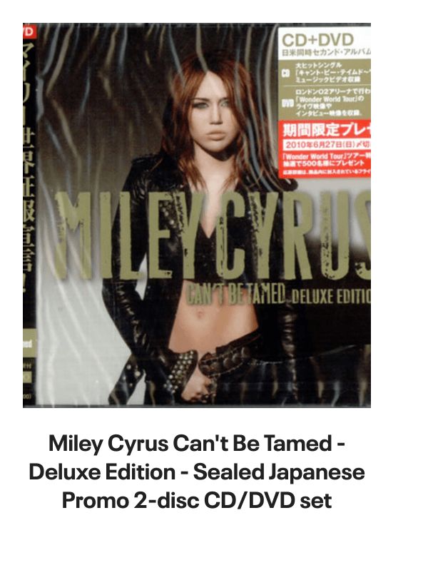 List of products:  Taylor Swift Red - Sealed UK CD album Katy Perry Prism - Clear Vinyl 10th Anniversary - Sealed UK 2-LP vinyl set Katy Perry Two T-Shirts UK T-shirt Katy Perry Smile UK Picture disc LP Ariana Grande Yours Truly UK Picture disc LP Ariana Grande Thank U, Next - Black Vinyl - Sealed UK 2-LP vinyl set Ariana Grande My Everything: 10th Anniversary - 2 x Picture Disc LPs US Picture disc LP Ariana Grande My Everything - Clear  Lavender Split Vinyl - Sealed UK Vinyl LP Ariana Grande Dangerous Woman - Purple  Black Swirl Vinyl UK 2-LP vinyl set Ariana Grande Dangerous Woman UK 2-LP vinyl set Demi Lovato Its Not That Deep - Lavender Daydream Lilac Vinyl - Sealed UK Vinyl LP Miley Cyrus Endless Summer Vacation - Clear Vinyl - Sealed UK Vinyl LP Miley Cyrus Breakout - Album Sampler US Promo CD album Miley Cyrus Cant Be Tamed - Deluxe Edition - Sealed Japanese Promo 2-disc CD/DVD set Miley Cyrus We Cant Stop Japanese Promo CD-R acetate