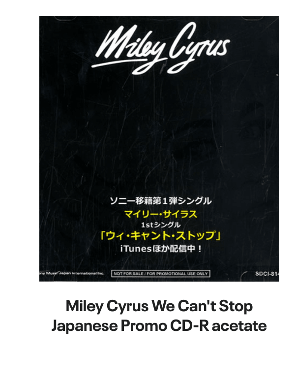 List of products:  Taylor Swift Red - Sealed UK CD album Katy Perry Prism - Clear Vinyl 10th Anniversary - Sealed UK 2-LP vinyl set Katy Perry Two T-Shirts UK T-shirt Katy Perry Smile UK Picture disc LP Ariana Grande Yours Truly UK Picture disc LP Ariana Grande Thank U, Next - Black Vinyl - Sealed UK 2-LP vinyl set Ariana Grande My Everything: 10th Anniversary - 2 x Picture Disc LPs US Picture disc LP Ariana Grande My Everything - Clear  Lavender Split Vinyl - Sealed UK Vinyl LP Ariana Grande Dangerous Woman - Purple  Black Swirl Vinyl UK 2-LP vinyl set Ariana Grande Dangerous Woman UK 2-LP vinyl set Demi Lovato Its Not That Deep - Lavender Daydream Lilac Vinyl - Sealed UK Vinyl LP Miley Cyrus Endless Summer Vacation - Clear Vinyl - Sealed UK Vinyl LP Miley Cyrus Breakout - Album Sampler US Promo CD album Miley Cyrus Cant Be Tamed - Deluxe Edition - Sealed Japanese Promo 2-disc CD/DVD set Miley Cyrus We Cant Stop Japanese Promo CD-R acetate