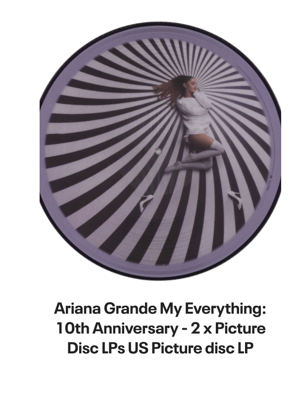 List of products:  Taylor Swift Red - Sealed UK CD album Katy Perry Prism - Clear Vinyl 10th Anniversary - Sealed UK 2-LP vinyl set Katy Perry Two T-Shirts UK T-shirt Katy Perry Smile UK Picture disc LP Ariana Grande Yours Truly UK Picture disc LP Ariana Grande Thank U, Next - Black Vinyl - Sealed UK 2-LP vinyl set Ariana Grande My Everything: 10th Anniversary - 2 x Picture Disc LPs US Picture disc LP Ariana Grande My Everything - Clear  Lavender Split Vinyl - Sealed UK Vinyl LP Ariana Grande Dangerous Woman - Purple  Black Swirl Vinyl UK 2-LP vinyl set Ariana Grande Dangerous Woman UK 2-LP vinyl set Demi Lovato Its Not That Deep - Lavender Daydream Lilac Vinyl - Sealed UK Vinyl LP Miley Cyrus Endless Summer Vacation - Clear Vinyl - Sealed UK Vinyl LP Miley Cyrus Breakout - Album Sampler US Promo CD album Miley Cyrus Cant Be Tamed - Deluxe Edition - Sealed Japanese Promo 2-disc CD/DVD set Miley Cyrus We Cant Stop Japanese Promo CD-R acetate