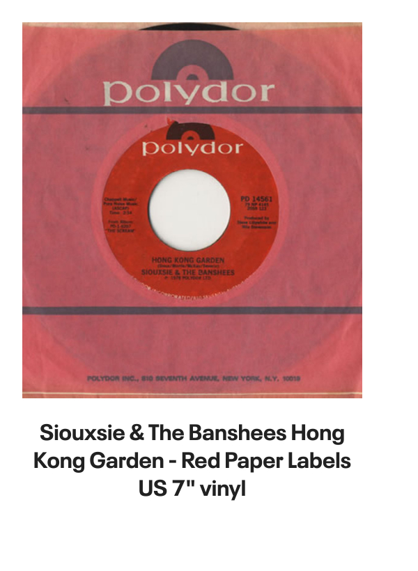 List of products:  Siouxsie  The Banshees This Wheels On Fire - Jukebox UK 7 vinyl Siouxsie  The Banshees Fireworks - toc UK 7 vinyl Siouxsie  The Banshees Melt UK 7 vinyl Siouxsie  The Banshees Stargazer UK CD single Siouxsie  The Banshees Candyman - Inj UK 7 vinyl Siouxsie  The Banshees Cities In Dust - Injection Moulded UK 7 vinyl Siouxsie  The Banshees The Killing Jar UK CD single Siouxsie  The Banshees Fireworks - Fold Out Sleeve UK 7 vinyl Siouxsie  The Banshees Hong Kong Garden - Punk Art sleeve UK 7 vinyl Siouxsie  The Banshees Hong Kong Garden - Red Paper Labels US 7 vinyl Siouxsie  The Banshees Spellbound - laminated p/s UK 7 vinyl Siouxsie  The Banshees Candyman - Solid UK 7 vinyl Siouxsie  The Banshees Song From The Edge Of The World UK 7 picture disc Siouxsie  The Banshees Juju - 180gm UK Vinyl LP Siouxsie  The Banshees 1981 Tour Programme UK Tour programme Siouxsie  The Banshees The Scream - Punk Art Sleeve UK 7 vinyl Siouxsie  The Banshees A Kiss in The Dreamhouse + merch insert UK Vinyl LP Siouxsie  The Banshees Kiss Them For Me - Numbered UK 12 vinyl Siouxsie  The Banshees Into A Swan UK CD single Siouxsie  The Banshees The Rapture UK Promo CD album Siouxsie  The Banshees MCMLXXXV - EX UK Tour programme Siouxsie  The Banshees An Interview With Siouxsie  The Banshees UK Promo 7 vinyl The Cure The Top - 1st - Opened shrink UK Vinyl LP The Cure Song Of A Lost World: Half Speed Mastered - 180-gram Vinyl UK 2-LP vinyl set The Cure Songs Of A Live World | Troxy London MMXXIV -  Black Vinyl - Sealed UK Vinyl LP The Cure Alone [Four Tet Remix] - RSD 2025 - One Sided UK 12 vinyl The Cure Songs Of A Lost World - Deluxe Edition 2-CD  Dolby Atmos Blu-Ray - Sealed UK 2-CD album set The Cure Songs Of A Lost World - Blood Records Exclusive Picture Disc UK Picture disc LP The Cure Song Of A Lost World: Half Speed Mastered - 180-gram Vinyl - Sealed UK 2-LP vinyl set The Cure Mixes Of A Lost World - 180 Gram Black Bio-Vinyl - Sealed UK 2-LP vinyl set