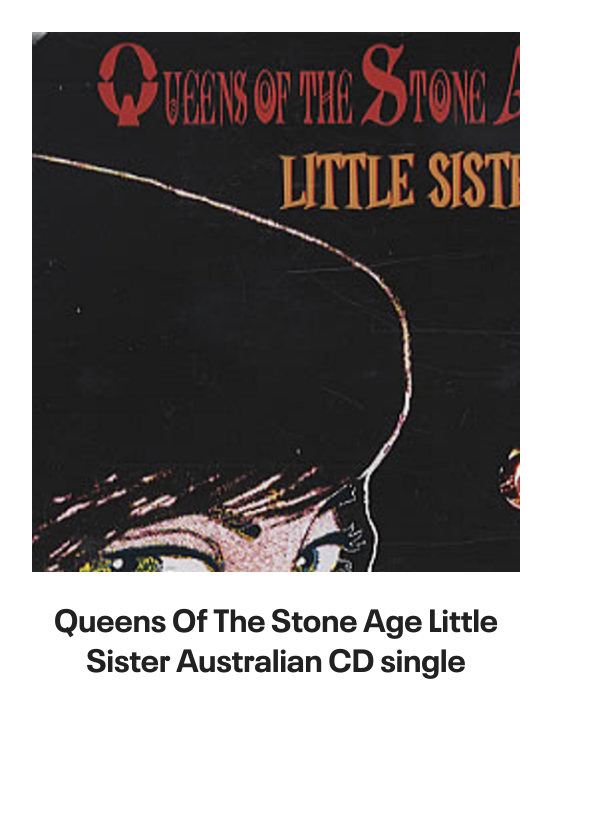 List of products:  Queens Of The Stone Age In Times New Roman... - Green Vinyl - Bootleg Edition UK 2-LP vinyl set Queens Of The Stone Age Queens Of The Stone Age - 180gm UK 2-LP vinyl set Queens Of The Stone Age Villains - Clear Leaf Green - Sealed US 2-LP vinyl set Queens Of The Stone Age In Times New Roman... - Green Vinyl UK 2-LP vinyl set Queens Of The Stone Age Songs For The Deaf - Red and Black Marble Vinyl US 2-LP vinyl set Queens Of The Stone Age Little Sister Australian CD single Queens Of The Stone Age Little Sister UK CD/DVD single set Queens Of The Stone Age Songs For The Deaf - EX UK 2-LP vinyl set Queens Of The Stone Age Little Sister UK CD single Foo Fighters Generator UK 7 vinyl Foo Fighters Walking After You UK 7 vinyl Foo Fighters Breakout UK 7 vinyl Foo Fighters Next Year UK 7 vinyl Foo Fighters Long Road To Ruin UK 7 vinyl Foo Fighters For All The Cows - Blue Vinyl - VG UK 7 vinyl Foo Fighters Stacked Actors Australian CD single Foo Fighters Making A Fire - RSD 2022 - Sealed UK 7 vinyl Foo Fighters The Colour And The Shape - Orange Sleeve UK Promo CD album Foo Fighters In Your Honour Japanese Promo 2-CD album set Foo Fighters Ill Stick Around UK Promo CD single Foo Fighters Ill Stick Around UK CD single Foo Fighters This Is A Call UK CD single Foo Fighters Resolve UK 7 vinyl Foo Fighters DOA - Yellow Vinyl UK 7 vinyl Foo Fighters This Is A Call UK 7 vinyl Foo Fighters Ill Stick Around UK 12 vinyl Foo Fighters For All The Cows - Blue Vinyl UK 7 vinyl Foo Fighters Ill Stick Around - Red Vinyl UK 7 vinyl Foo Fighters Monkey Wrench UK 7 vinyl Foo Fighters Medicine At Midnight - Blue Vinyl UK Vinyl LP