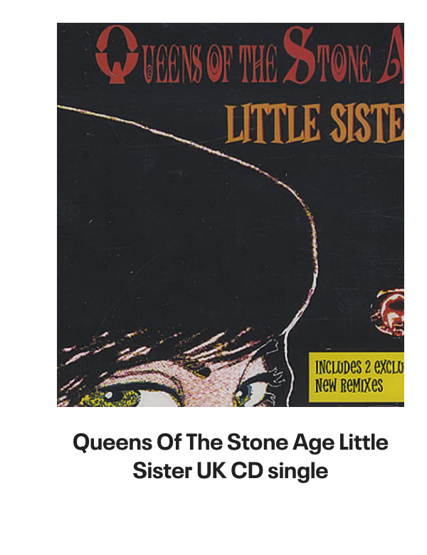 List of products:  Queens Of The Stone Age In Times New Roman... - Green Vinyl - Bootleg Edition UK 2-LP vinyl set Queens Of The Stone Age Queens Of The Stone Age - 180gm UK 2-LP vinyl set Queens Of The Stone Age Villains - Clear Leaf Green - Sealed US 2-LP vinyl set Queens Of The Stone Age In Times New Roman... - Green Vinyl UK 2-LP vinyl set Queens Of The Stone Age Songs For The Deaf - Red and Black Marble Vinyl US 2-LP vinyl set Queens Of The Stone Age Little Sister Australian CD single Queens Of The Stone Age Little Sister UK CD/DVD single set Queens Of The Stone Age Songs For The Deaf - EX UK 2-LP vinyl set Queens Of The Stone Age Little Sister UK CD single Foo Fighters Generator UK 7 vinyl Foo Fighters Walking After You UK 7 vinyl Foo Fighters Breakout UK 7 vinyl Foo Fighters Next Year UK 7 vinyl Foo Fighters Long Road To Ruin UK 7 vinyl Foo Fighters For All The Cows - Blue Vinyl - VG UK 7 vinyl Foo Fighters Stacked Actors Australian CD single Foo Fighters Making A Fire - RSD 2022 - Sealed UK 7 vinyl Foo Fighters The Colour And The Shape - Orange Sleeve UK Promo CD album Foo Fighters In Your Honour Japanese Promo 2-CD album set Foo Fighters Ill Stick Around UK Promo CD single Foo Fighters Ill Stick Around UK CD single Foo Fighters This Is A Call UK CD single Foo Fighters Resolve UK 7 vinyl Foo Fighters DOA - Yellow Vinyl UK 7 vinyl Foo Fighters This Is A Call UK 7 vinyl Foo Fighters Ill Stick Around UK 12 vinyl Foo Fighters For All The Cows - Blue Vinyl UK 7 vinyl Foo Fighters Ill Stick Around - Red Vinyl UK 7 vinyl Foo Fighters Monkey Wrench UK 7 vinyl Foo Fighters Medicine At Midnight - Blue Vinyl UK Vinyl LP