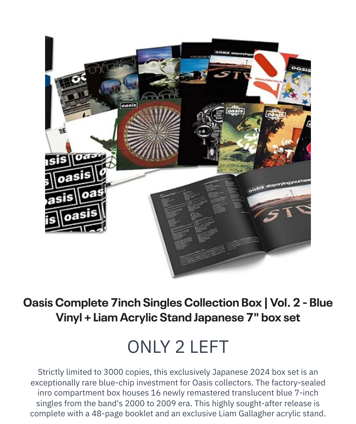 List of products:  Oasis Complete 7inch Singles Collection Box | Vol. 2 - Blue Vinyl + Liam Acrylic Stand Japanese 7 box set T-Rex / Tyrannosaurus Rex Telegram Sam UK 7 vinyl Elvis Presley Elvis Now - 180 Gram Magenta Vinyl - Numbered Edition UK Vinyl LP Jimi Hendrix Winterland UK Cd album box set Louise Post But I Love You Without Mascara [Demos 97-98] + Autographed US CD album Jimi Hendrix Flashing US Vinyl LP
