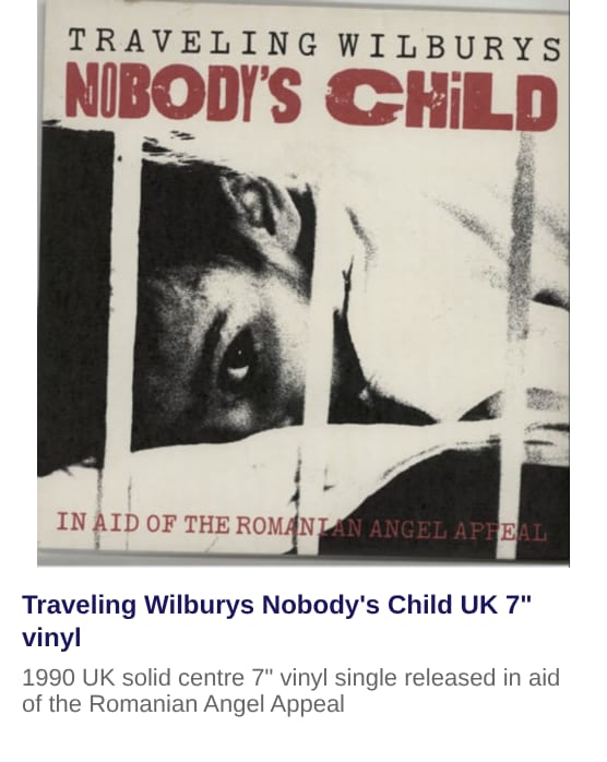 Traveling Wilburys Nobody's Child UK 7" vinyl