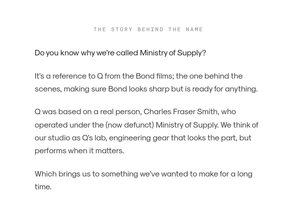 The origin story behind Ministry of Supply and the Overnight Attaché