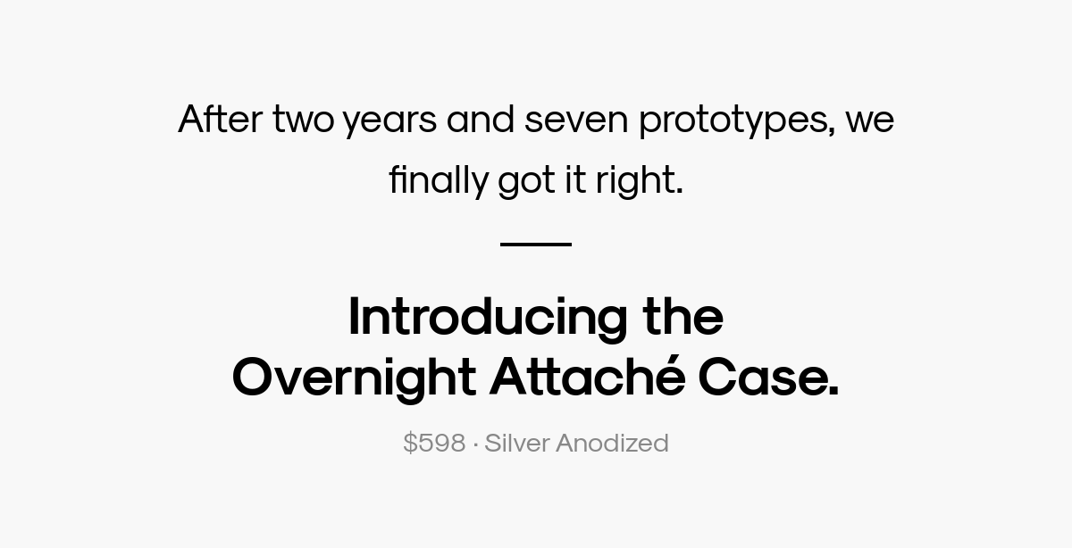 Introducing the Overnight Attaché Case after two years and seven prototypes