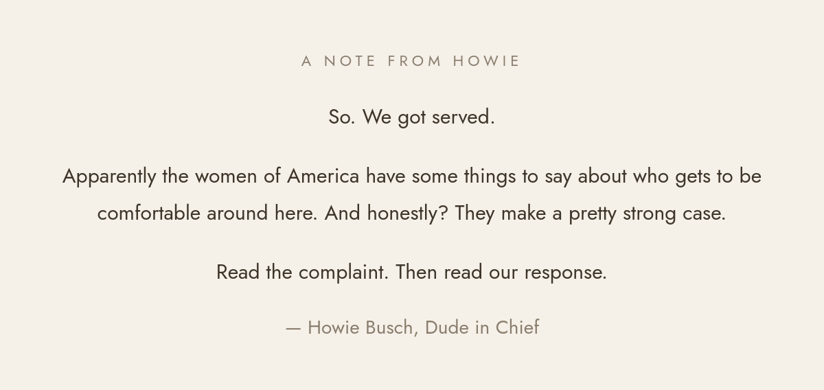 A short note from Howie Busch, founder of DudeRobe