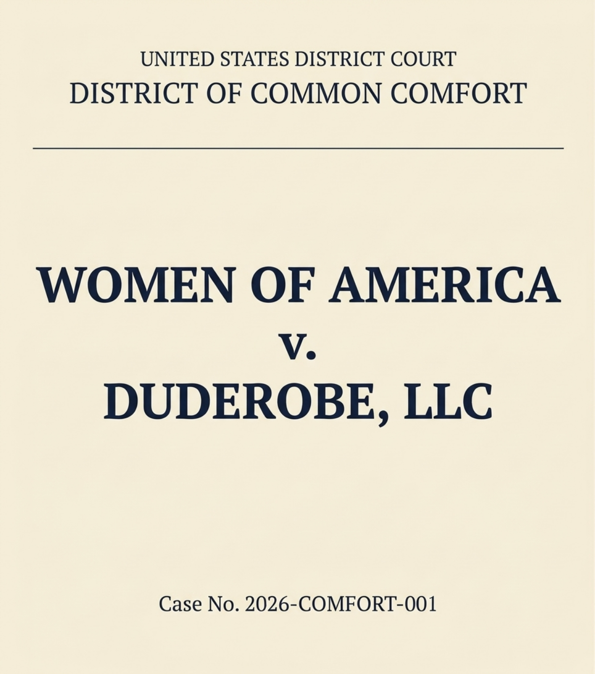 Court filing header for Women of America v. DudeRobe LLC