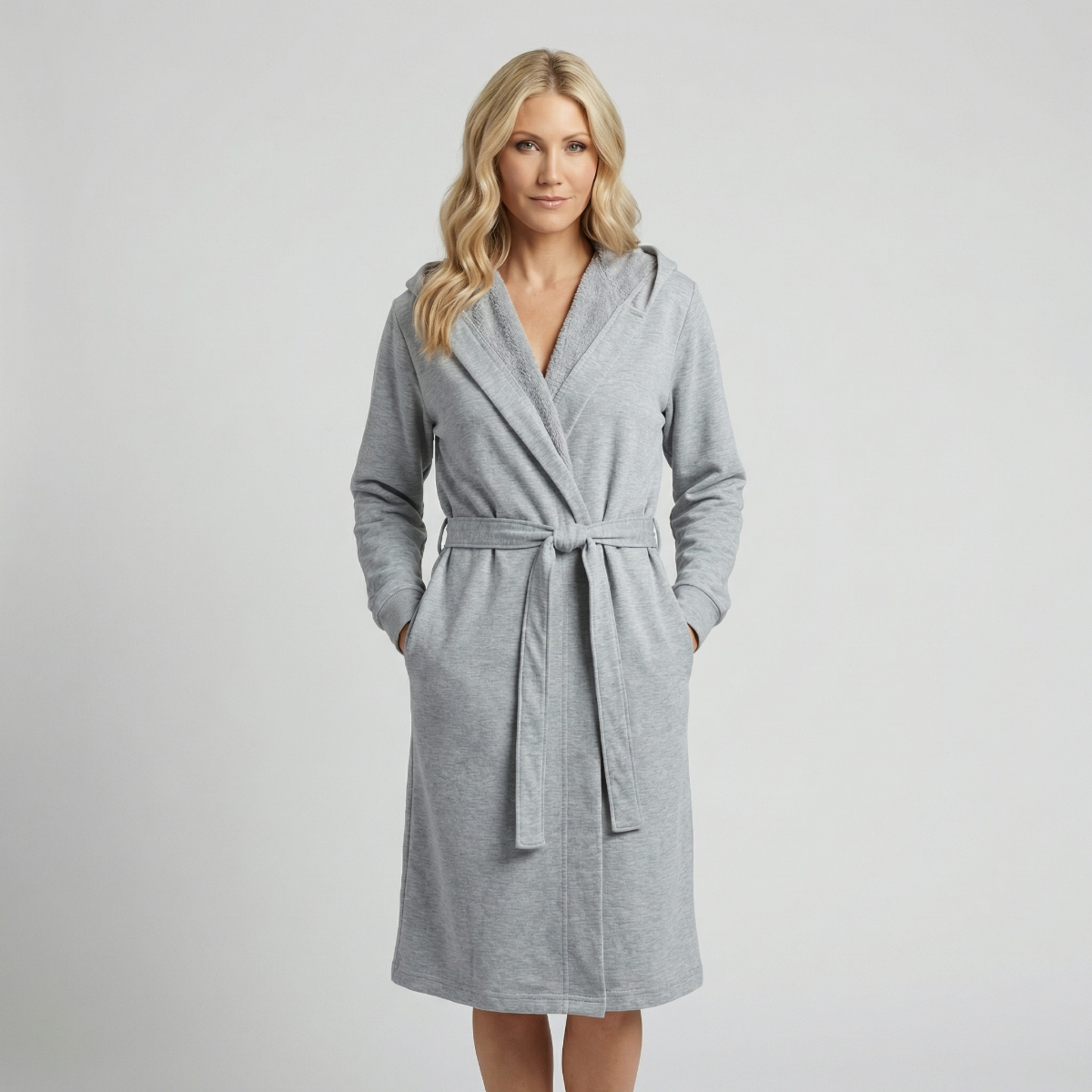 Couple wearing DudeRobes together in a cozy home setting