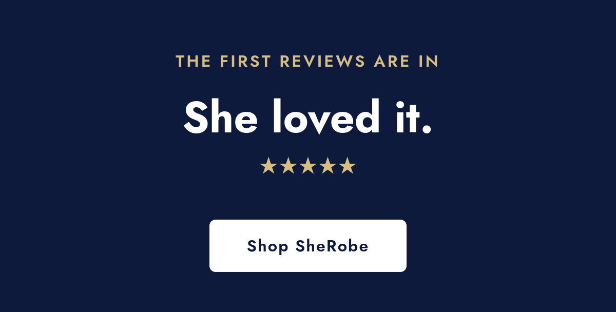 SheRobe hero with headline and CTA above the fold