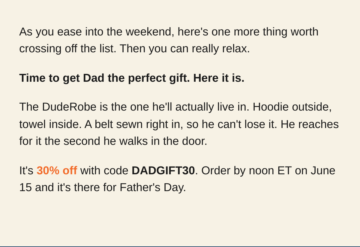 Father's Day DudeRobe details