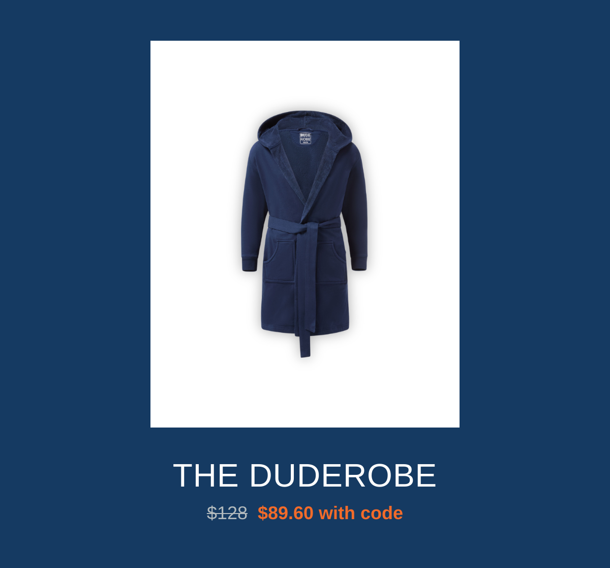 The DudeRobe product shot - navy hooded robe