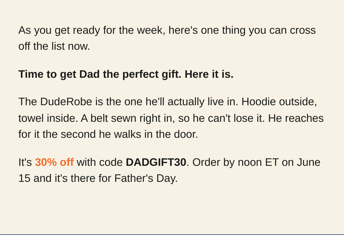 Father's Day DudeRobe details