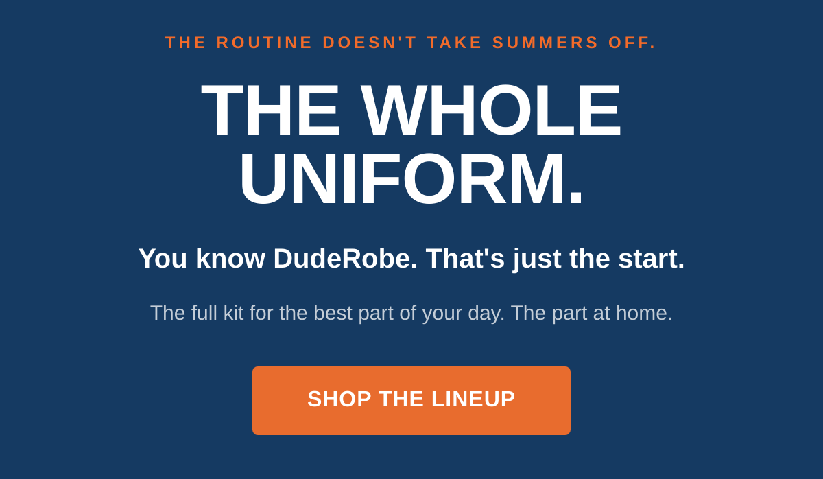 Hero section with headline The Whole Uniform