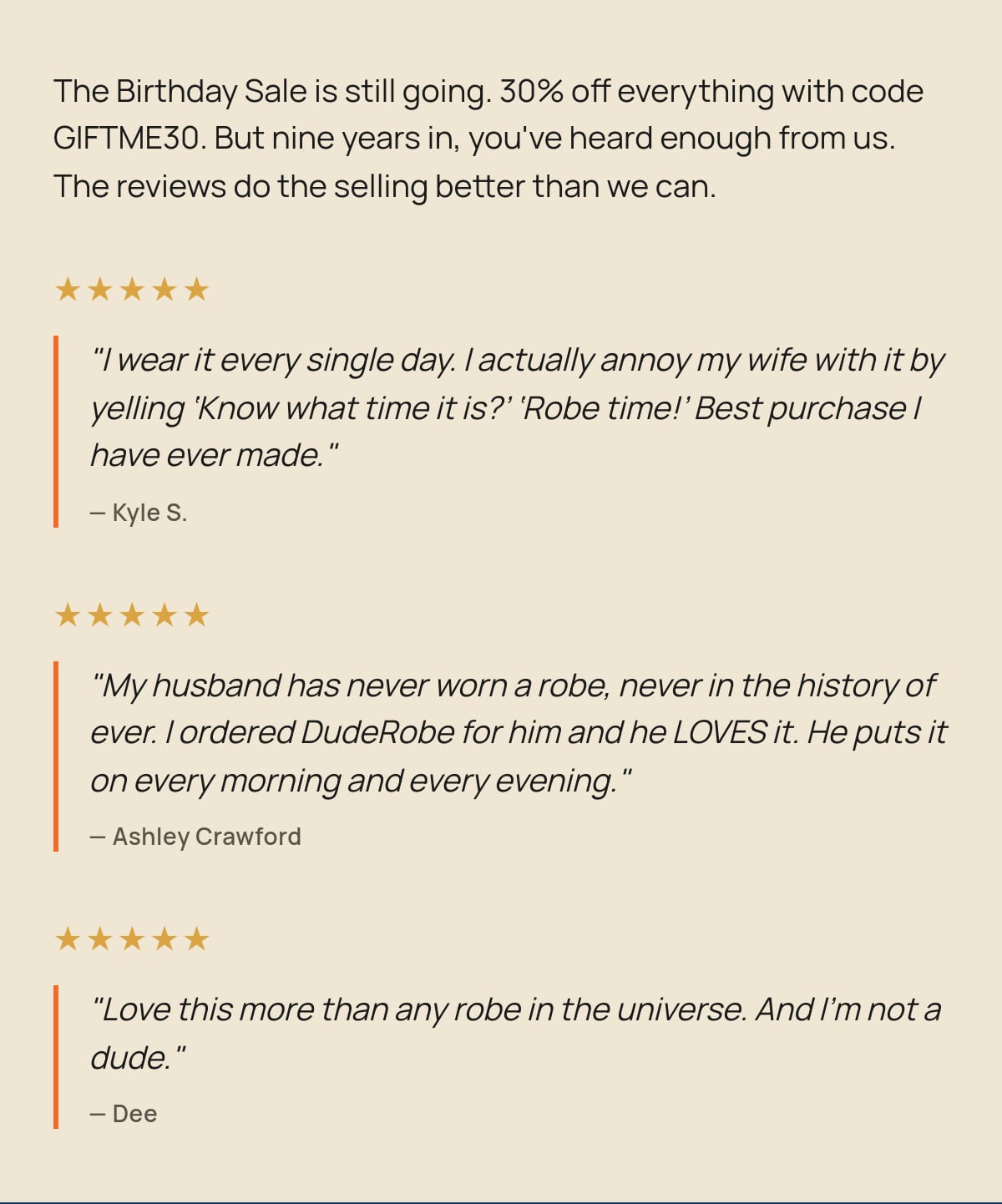 Customer review social proof section