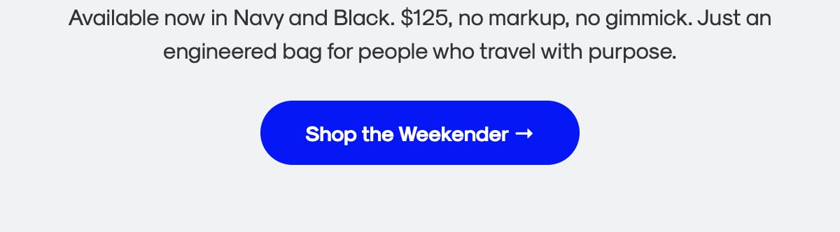 Shop the DopplerMatte Weekender, available now in Navy and Black