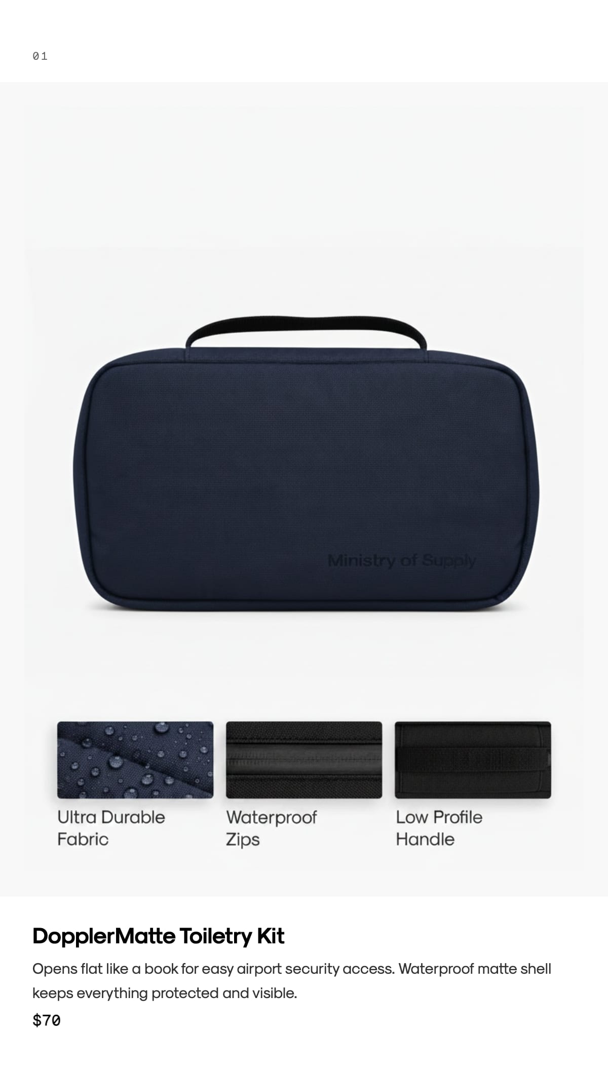DopplerMatte Toiletry Kit in Navy, $70