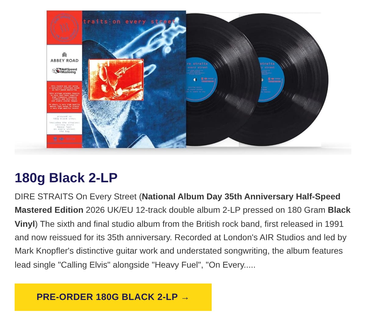 Pre-order On Every Street on 180g Black 2-LP